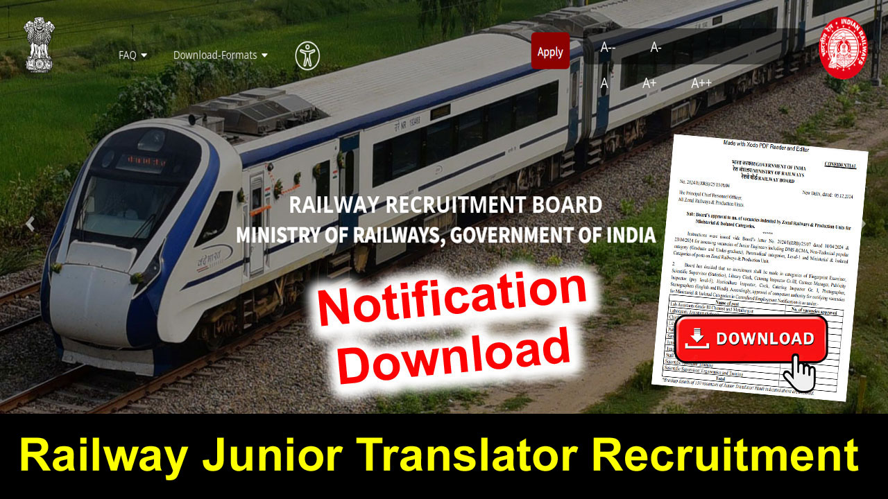 Railway Junior Translator Recruitment 2025 for 130 Vacancies, Apply Online, Eligibility alt=