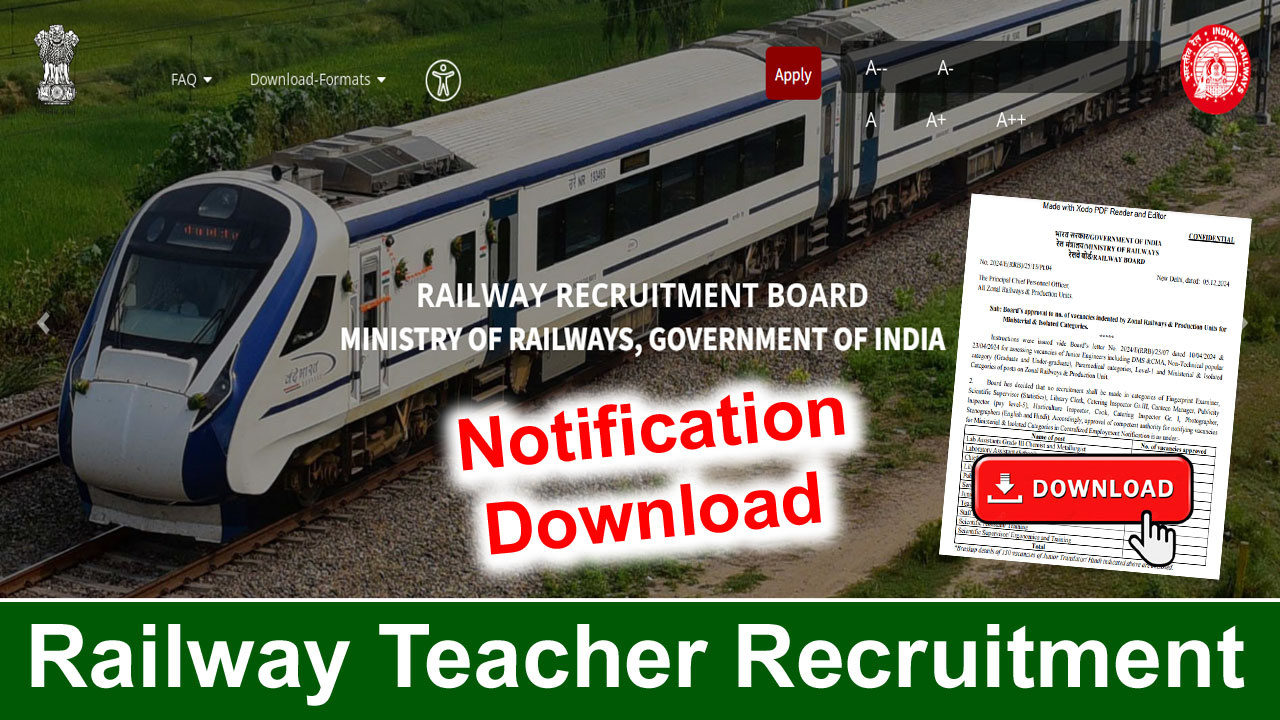 Railway Teacher Recruitment 2025 for 713 Vacancies, Age Limit And Eligibility Criteria alt=