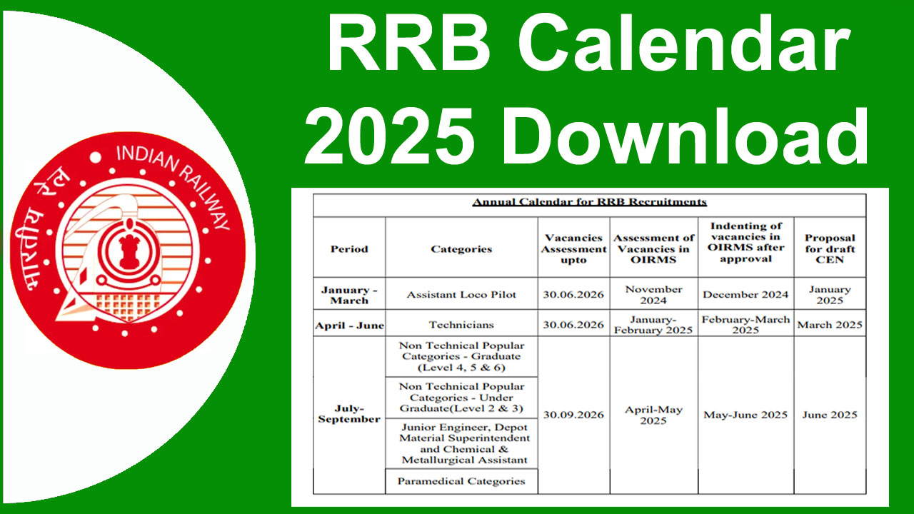 RRB Calendar 2025 Out, Download Railway Exam Calendar PDF alt=