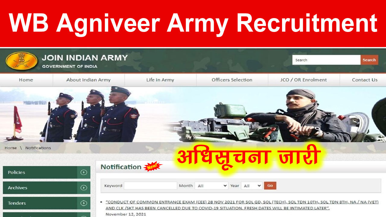 West Bengal Agniveer Army Recruitment 2025 Notification, Age Limit, Eligibility alt=